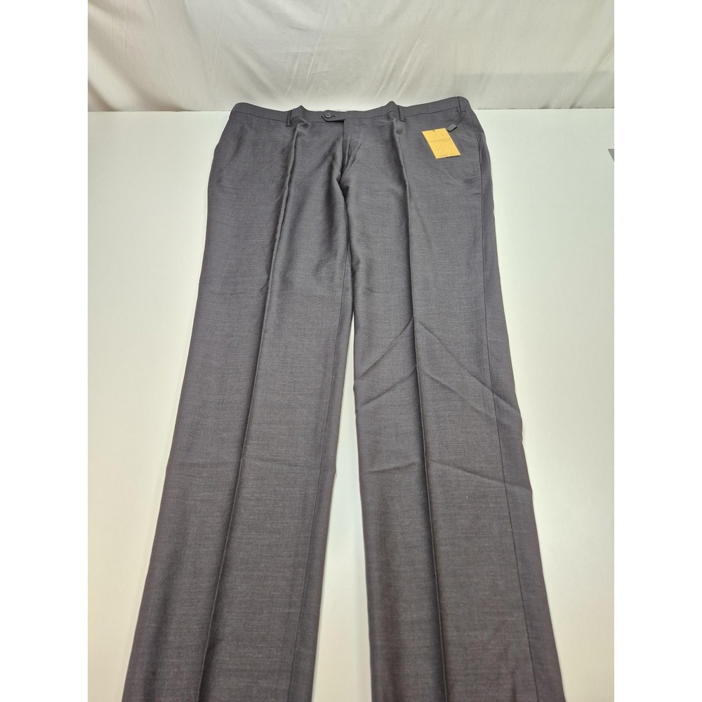 Galante Dress Pants Men's 48x36 Gray Wool Flat Front Milan Italy NWT Unhemmed